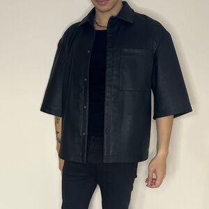 Zara Leather Cropped Overshirt